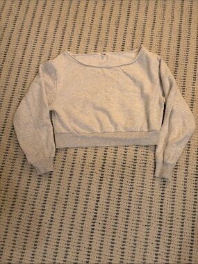 Garage Light Gray Cropped Scoop Neck Sweater